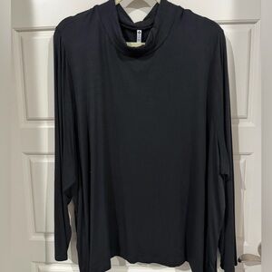 3X slinky Leo & Nicole Classic Black Mock Neck long sleeve top t-shirt